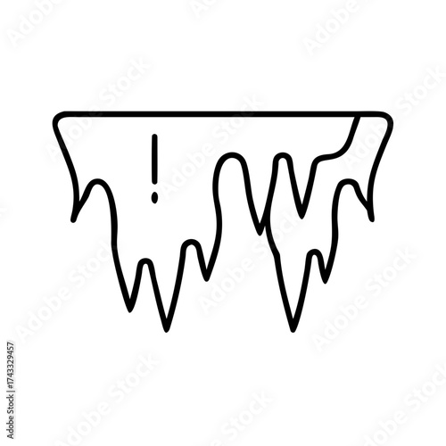 Dripping icicle warning symbol in minimalistic line art style  