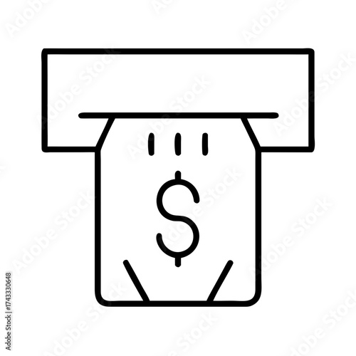 ATM dispensing cash with dollar sign icon in minimalist design  