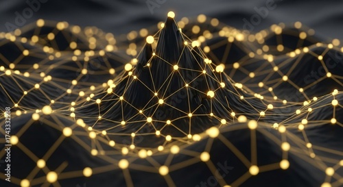 Modern technology landscape with glowing nodes and connections network