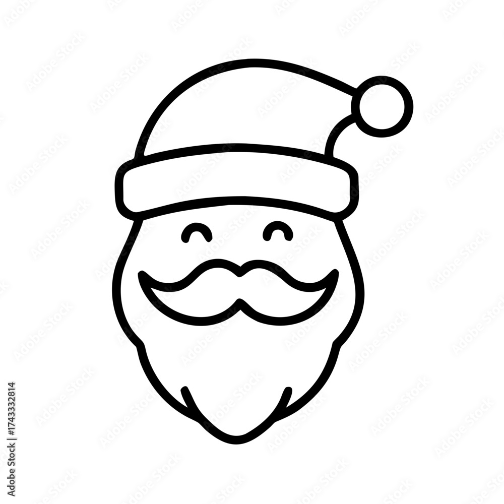 Obraz premium Santa Claus icon smiling with a hat and mustache 