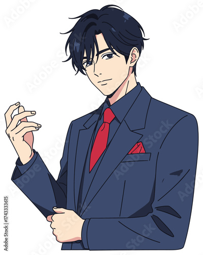 Anime Businessman Standing with a Confident Look