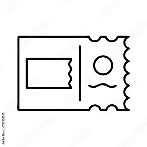Ticket icon in minimal style with linear design and simple elements  