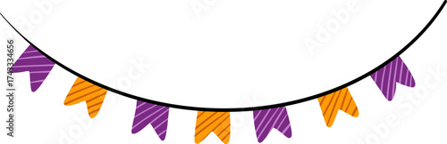 Festive Purple and Orange Striped Bunting Banner Garland for Celebrations and Parties