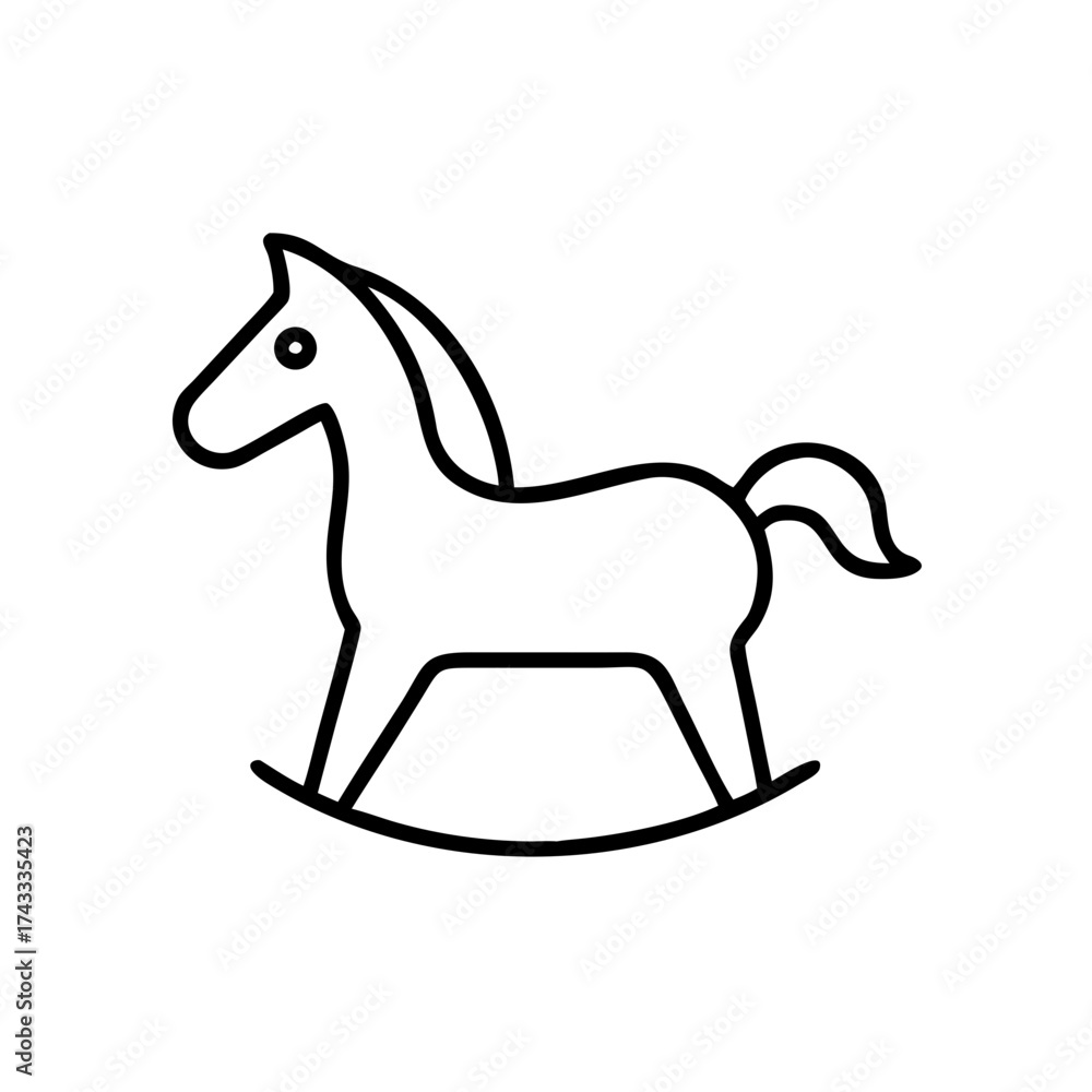 Obraz premium Rocking horse icon in minimalist line art style 