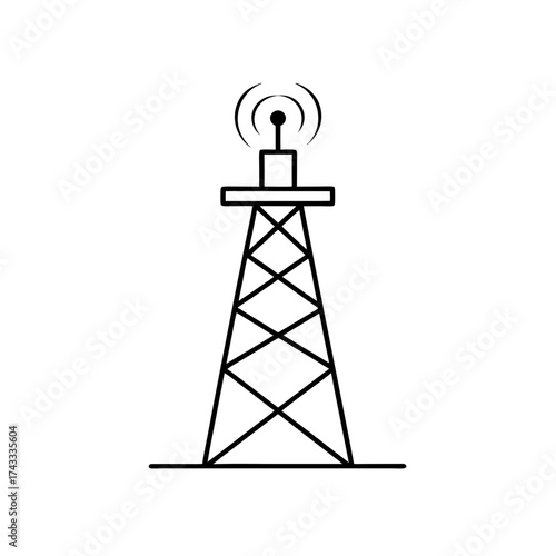 Outline of a communication tower on transparent background