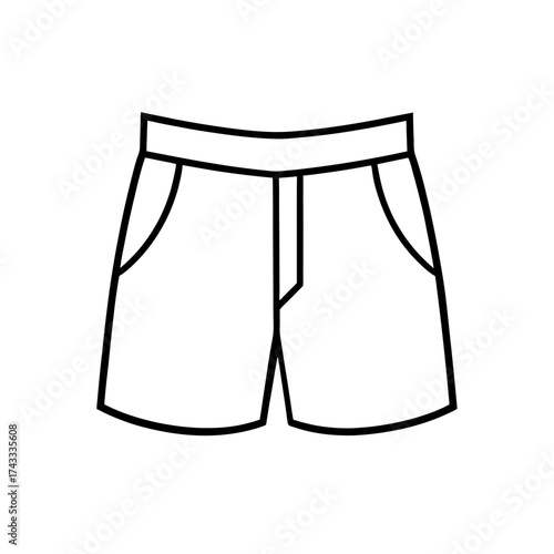 Outline drawing of a pair of shorts on transparent background