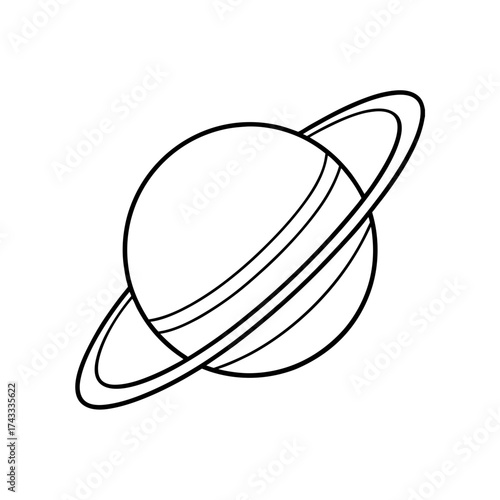 Outline drawing of saturn planet on transparent background