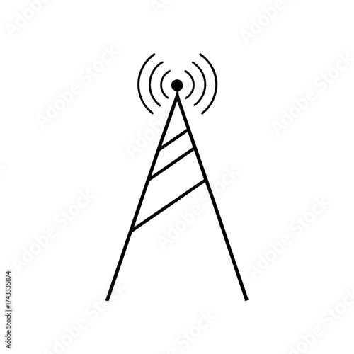 Simple drawing of radio antenna on transparent background