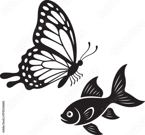 fish on a black background