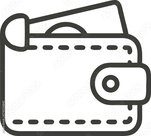 Simple line art wallet icon isolated on white background