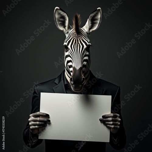 Anthropomorphic zebra holdi...