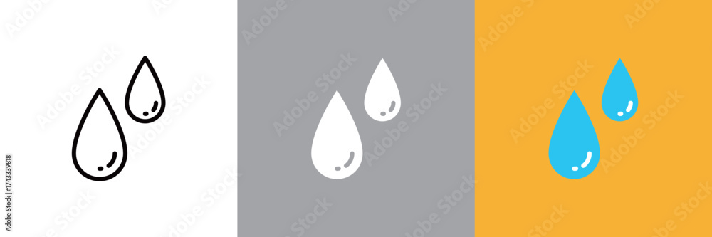 © WAWAWA - 水滴のカラーとモノクロアイコンセット