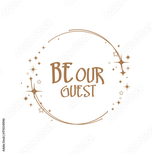 BE OUR GUEST card on white background	