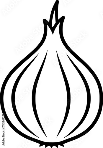 A simple black outline drawing of an onion
