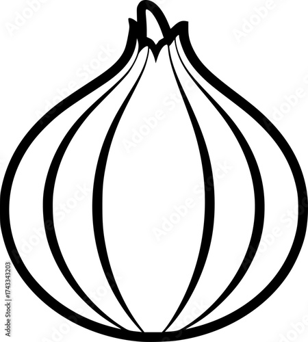 A simple black outline drawing of an onion