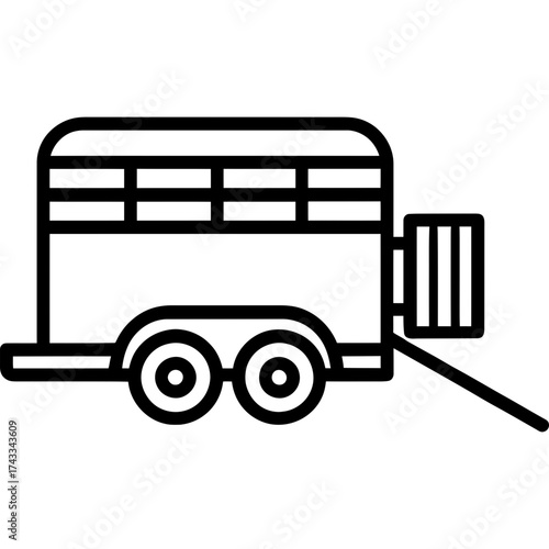 Livestock trailer cattle transport outline icon vector