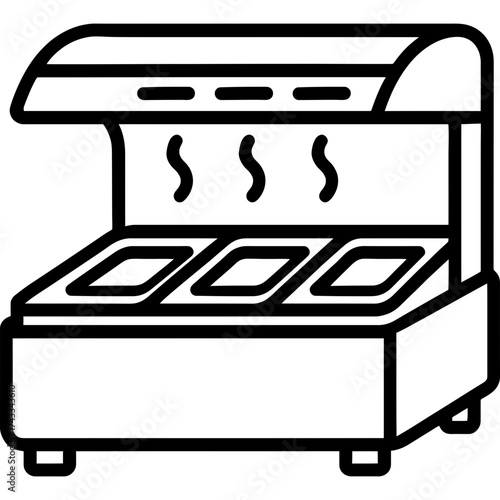 Commercial food warmer display outline icon vector