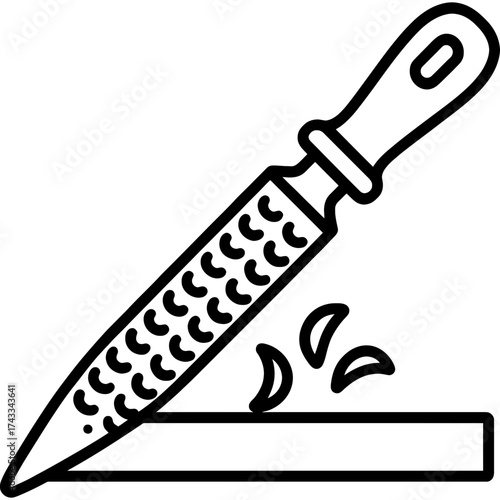 Wood rasp coarse file outline icon vector