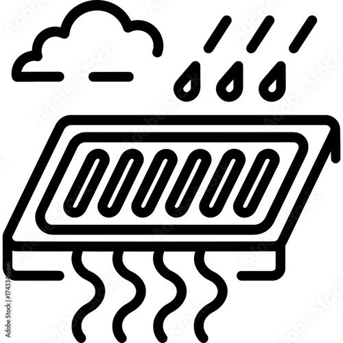 Sewer grate drainage outline icon vector
