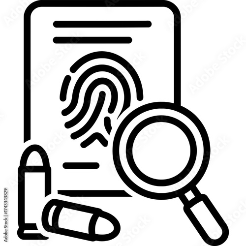 Discovery evidence gathering search outline icon vector