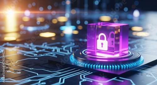 Cybersecurity lock protecting data with modern technology solution