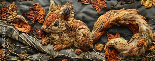 
squirrel application from autumn leaves.