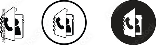 Contact icon set or business card, contact us in line and solid style. Web icons set address, location, number, fax, email, phone,website,location. message, name icon collection, communication contact