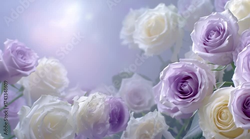 White and Lavender Roses Floral Frame