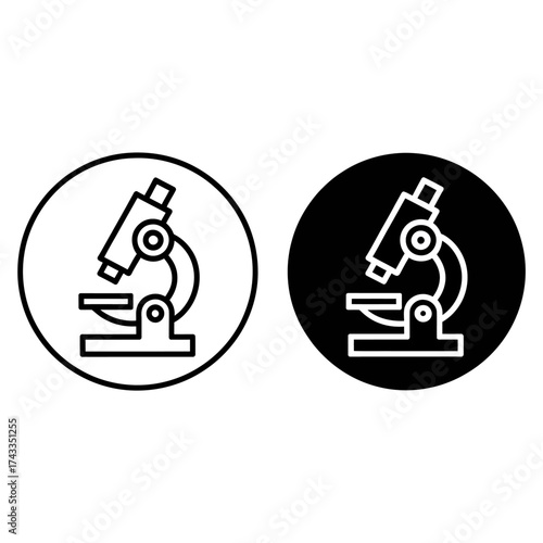 Minimalist microscope icon design for science and research applications
