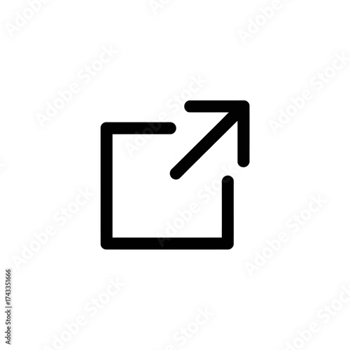 Minimalist line art icon representing an external link or new tab for websites