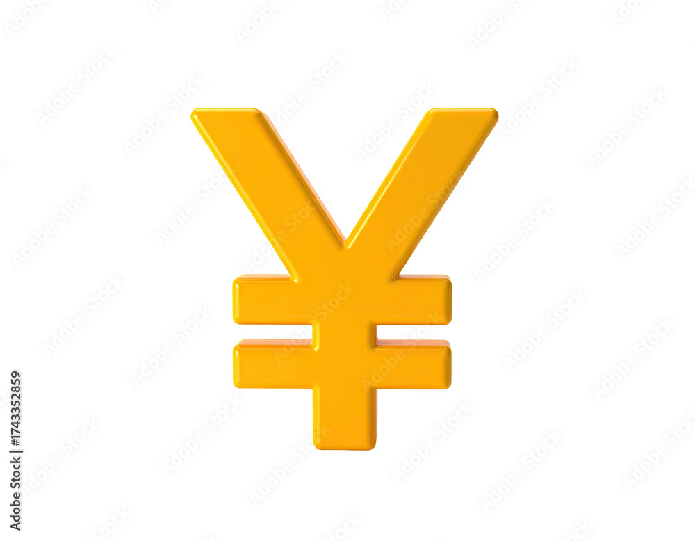 Fototapeta premium A gleaming golden yen currency symbol, against a stark black background