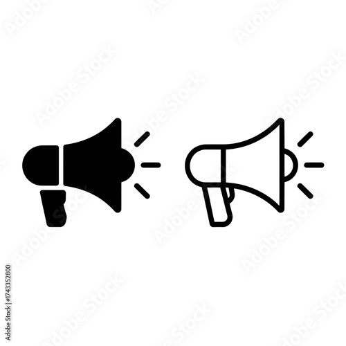 Simple black and white megaphone icons for announcement and promotion simple graphics