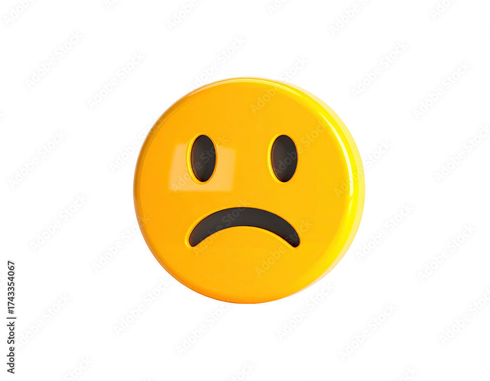 Fototapeta premium A glossy, three-dimensional emoji depicting a sad facial expression