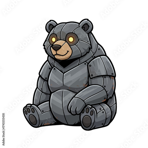 Cute Robot Bear Illustration | Adorable Futuristic Character Design for Children’s Books and Technology Concepts