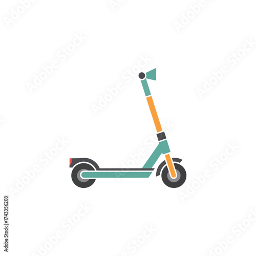 Vector icon of a modern electric kick scooter for urban mobility and eco-friendly transportation, isolated on a white background