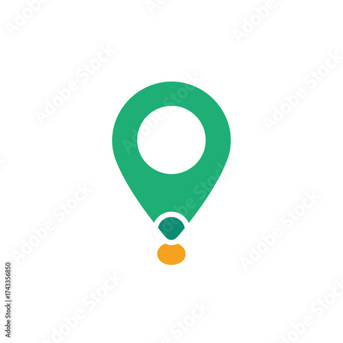Modern flat design logo featuring a green location pin marker combined with a stylized human figure icon, representing GPS navigation, user location, and people finding