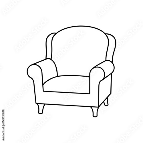 armchair icon line art vector illustration on transparent background