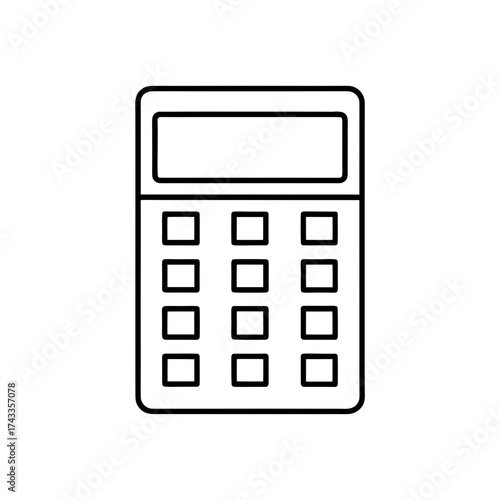 calculator icon line art vector illustration on transparent background