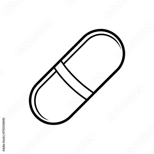 pill capsule icon line art vector illustration transparent background