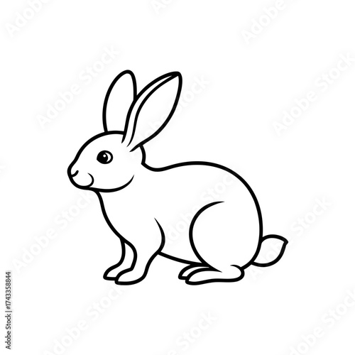 rabbit icon line art vector illustration on transparent background