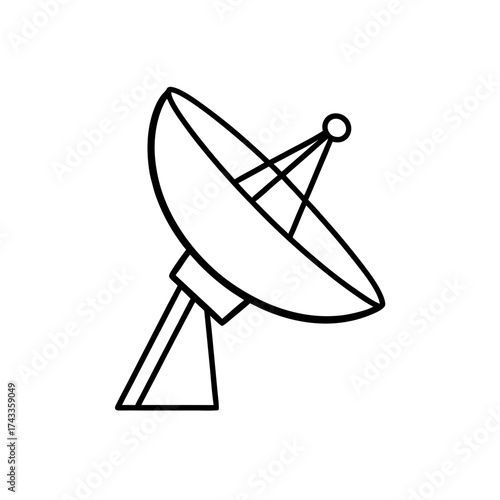 satellite antenna icon line art vector illustration on transparent background