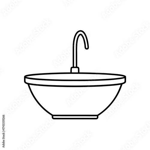 sink icon line art vector illustration on transparent background