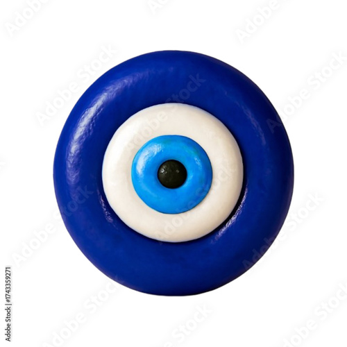 Blue evil eye amulet isolated on transparent background