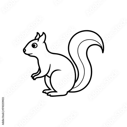 squirrel icon line art vector illustration on transparent background