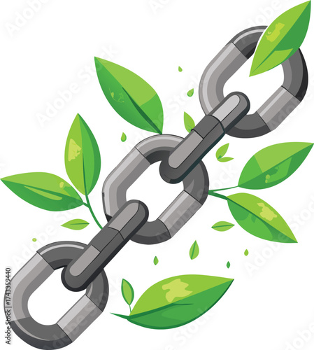 New Year Wellness Detox unlocked chain with leaves representing freedom from unhealthy routines