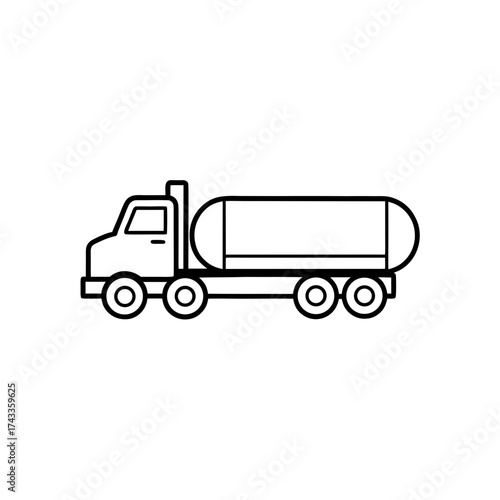 tanker truck icon line art vector illustration on transparent background
