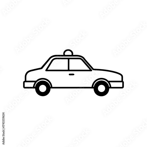 taxi cab icon line art vector illustration on transparent background