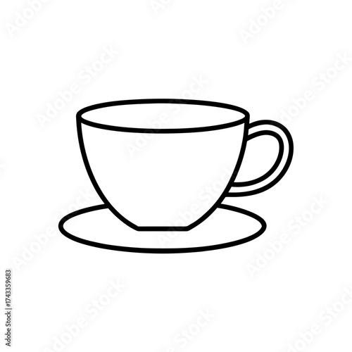tea cup icon line art vector illustration on transparent background