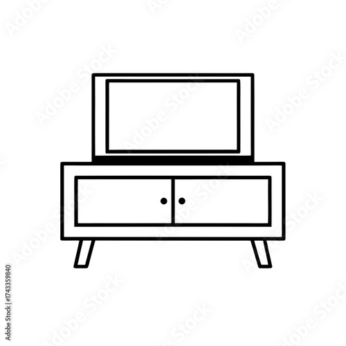 tv stand icon line art vector illustration on transparent background