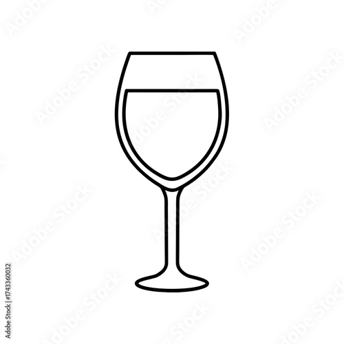 wine glass icon line art vector illustration on transparent background